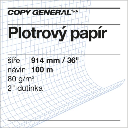 Plotrový papír nenatíraný , 914mmx100m, 80 g/m2 , 2" dutinka