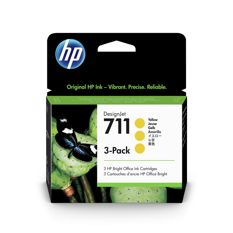 HP 711 Yellow DJ Ink Cart, 29 ml, 3-pack, CZ136A