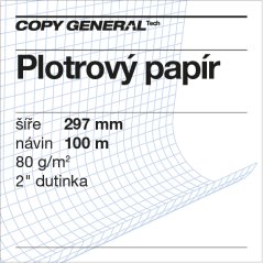 Plotrový papír nenatíraný , 297mmx100m, 80 g/m2 , 2" dutinka, balení 2 role