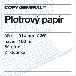 Plotrový papír nenatíraný , 914mmx100m, 80 g/m2 , 2" dutinka